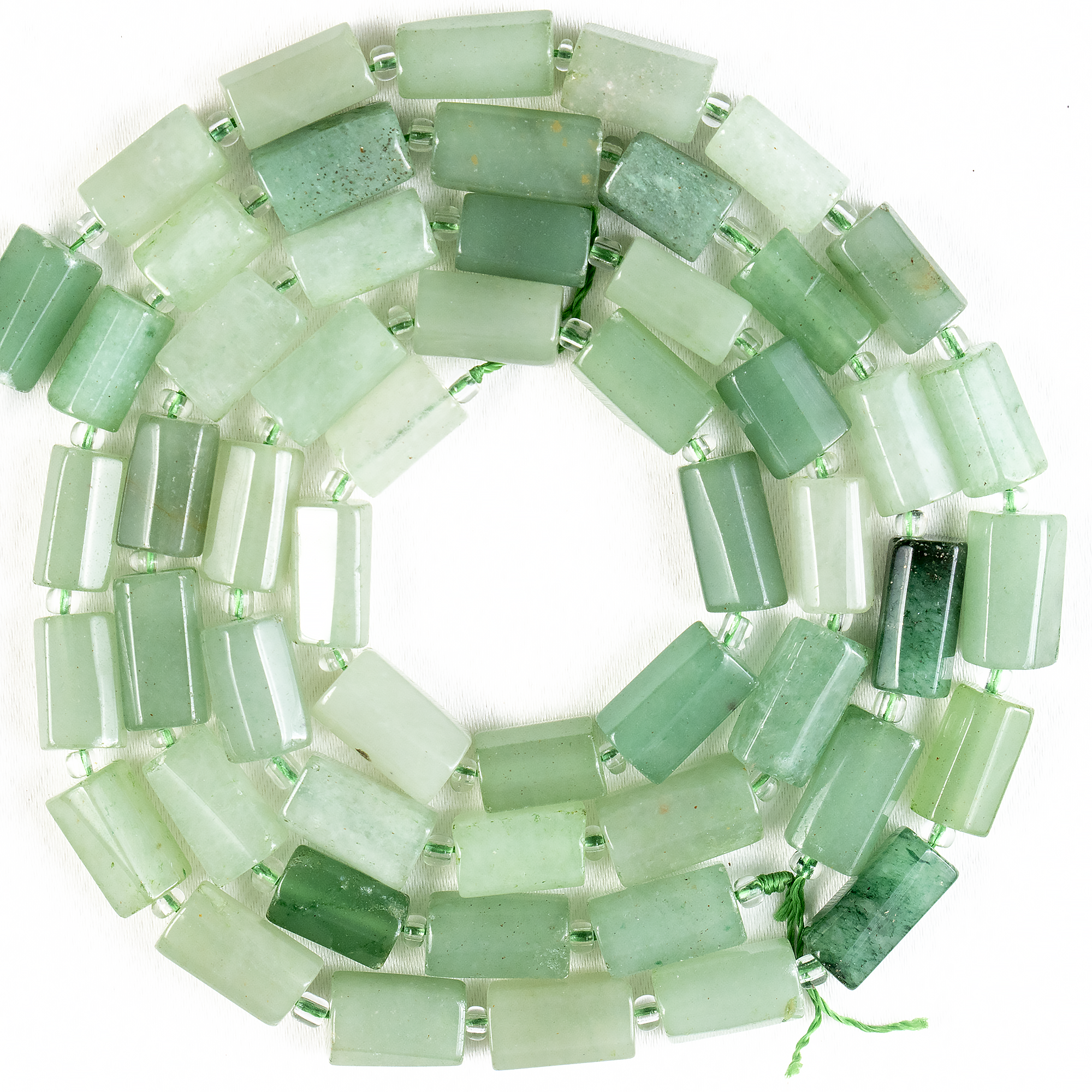 Green Aventurine Gemstone Pipe Bead, Crystal Healing Tube Beads.  DestGlow