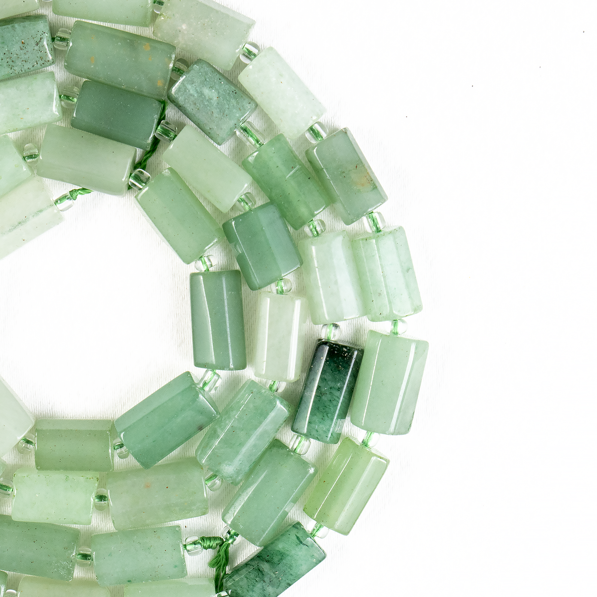 Green Aventurine Gemstone Pipe Bead, Crystal Healing Tube Beads.  DestGlow