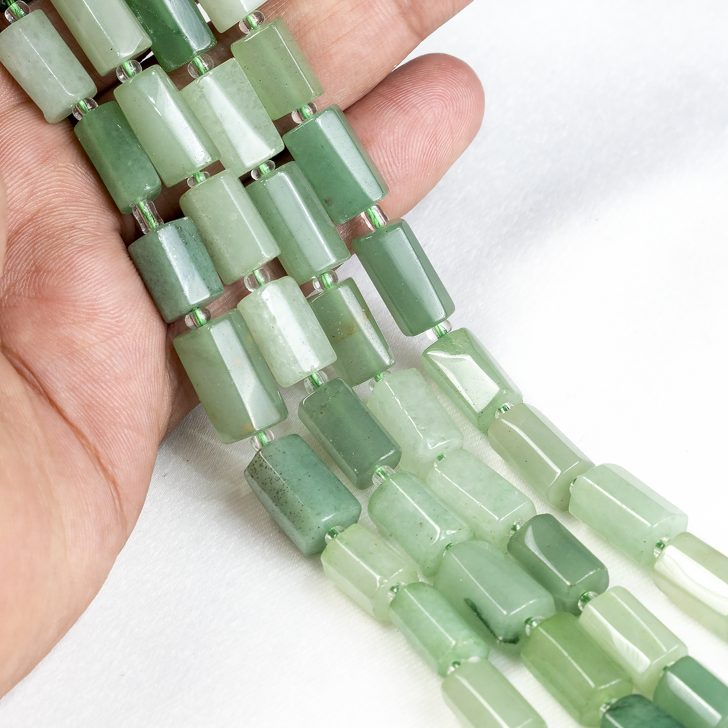 Green Aventurine Gemstone Pipe Bead, Crystal Healing Tube Beads.  DestGlow