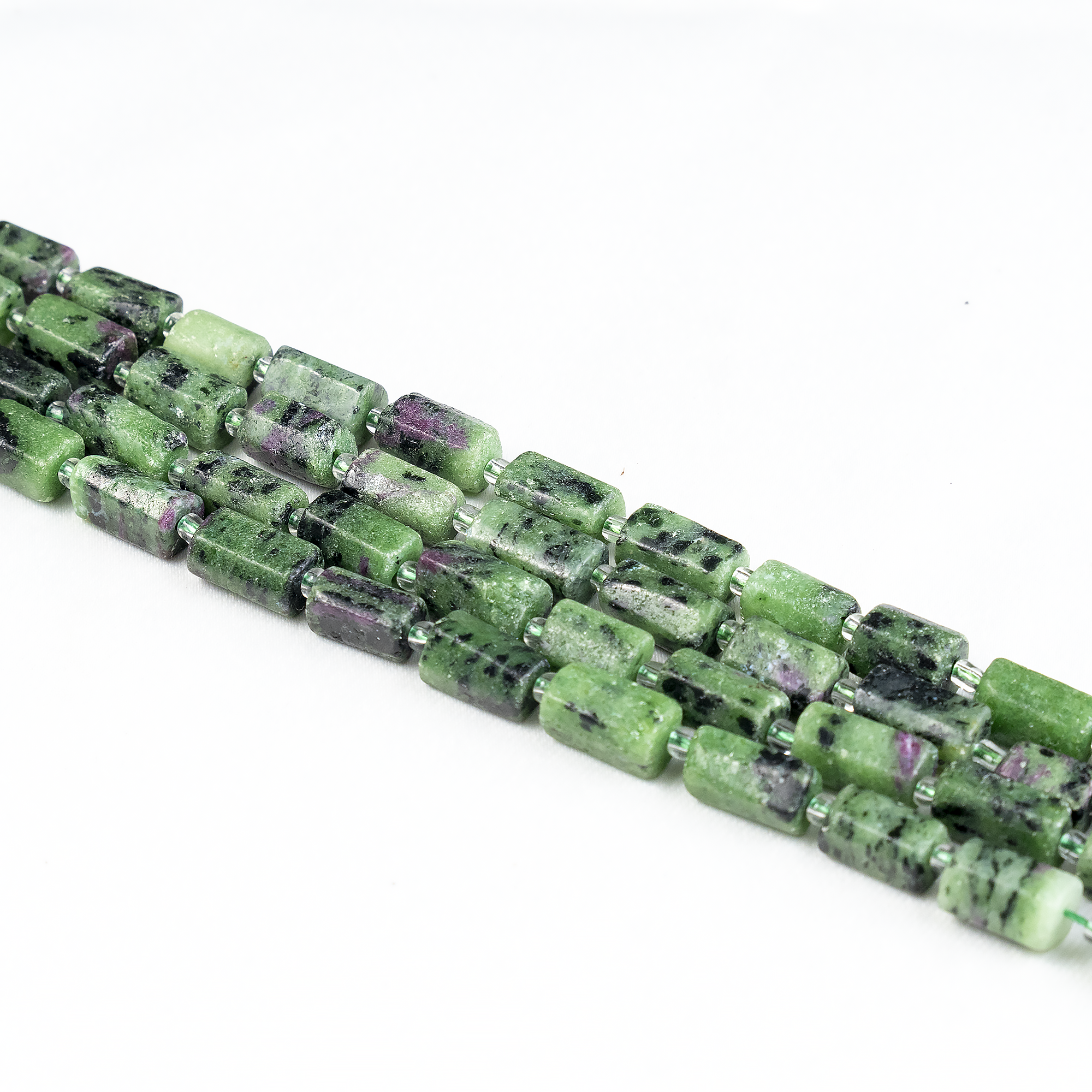 Ruby Zoisite Gemstone Pipe Bead, Crystal Healing Tube Beads.  DestGlow