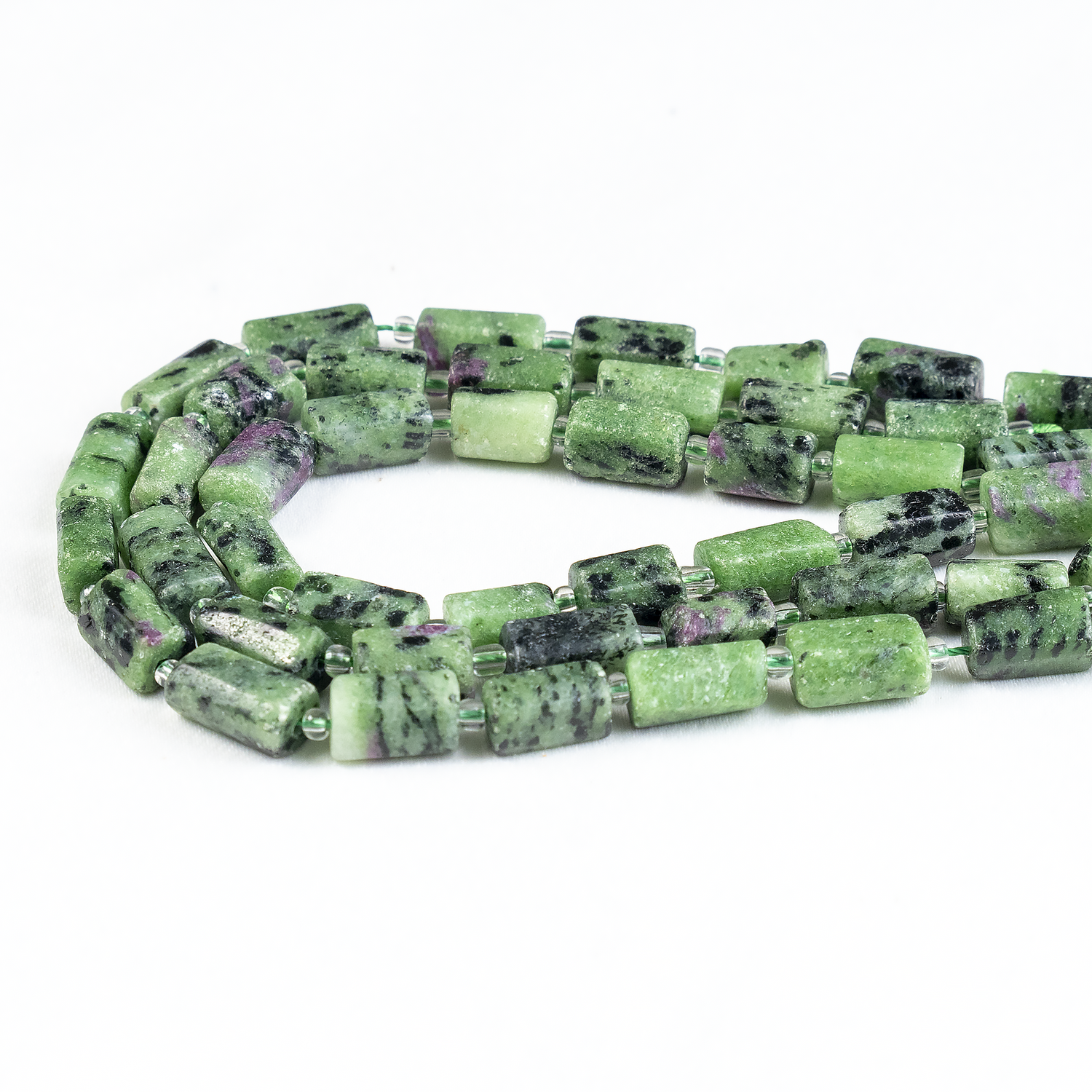 Ruby Zoisite Gemstone Pipe Bead, Crystal Healing Tube Beads.  DestGlow