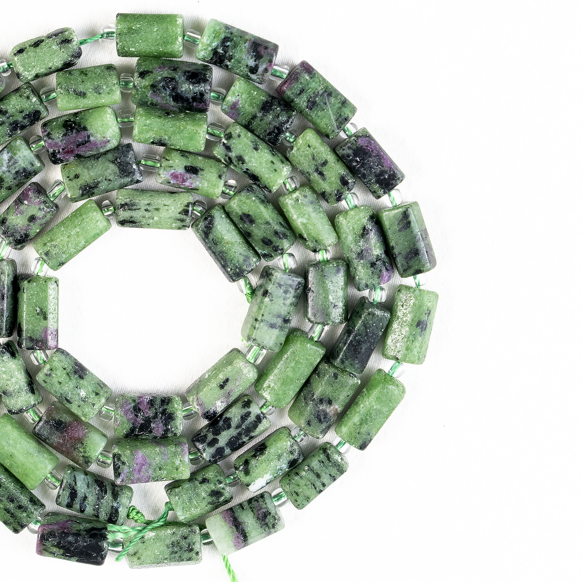 Ruby Zoisite Gemstone Pipe Bead, Crystal Healing Tube Beads.  DestGlow