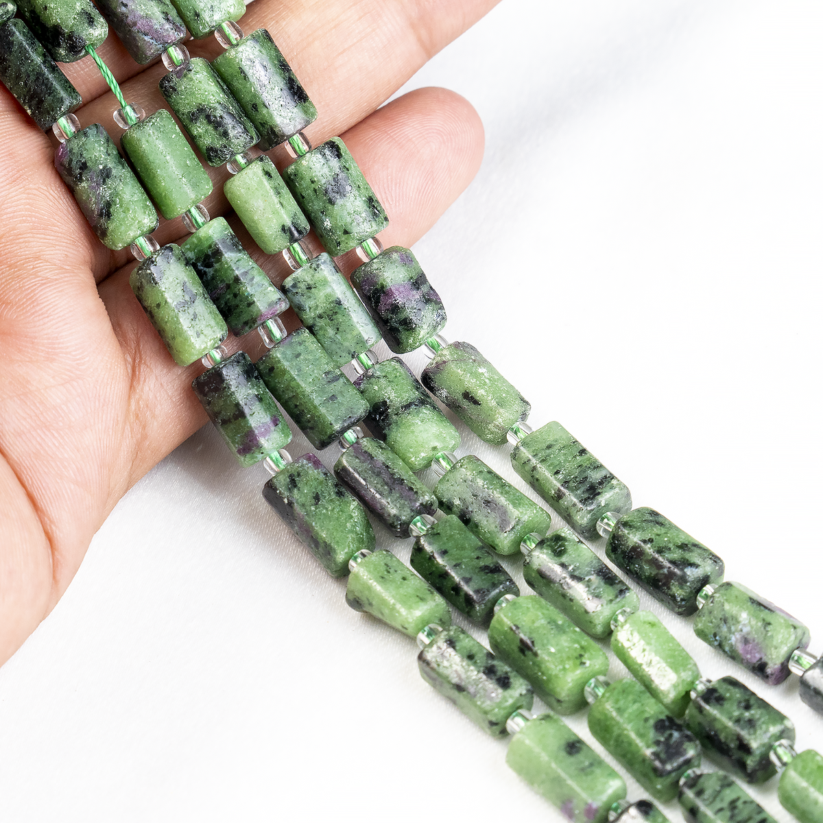 Ruby Zoisite Gemstone Pipe Bead, Crystal Healing Tube Beads.  DestGlow