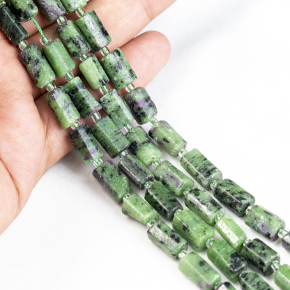 Ruby Zoisite Gemstone Pipe Bead, Crystal Healing Tube Beads.  DestGlow