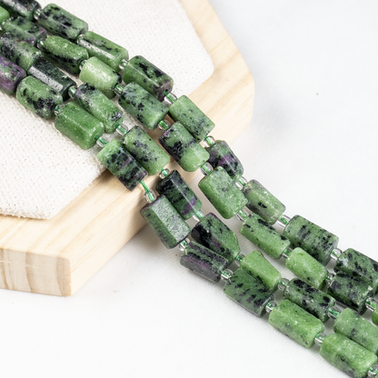 Ruby Zoisite Gemstone Pipe Bead, Crystal Healing Tube Beads.  DestGlow