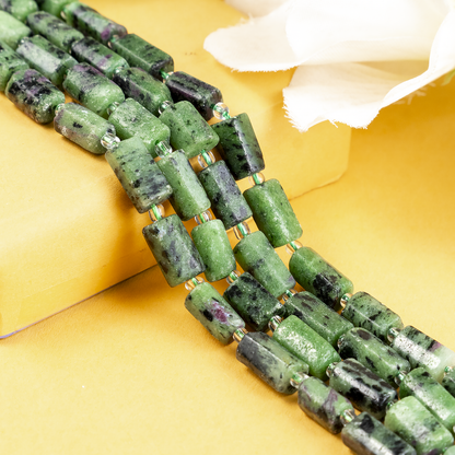 Ruby Zoisite Gemstone Pipe Bead, Crystal Healing Tube Beads.  DestGlow