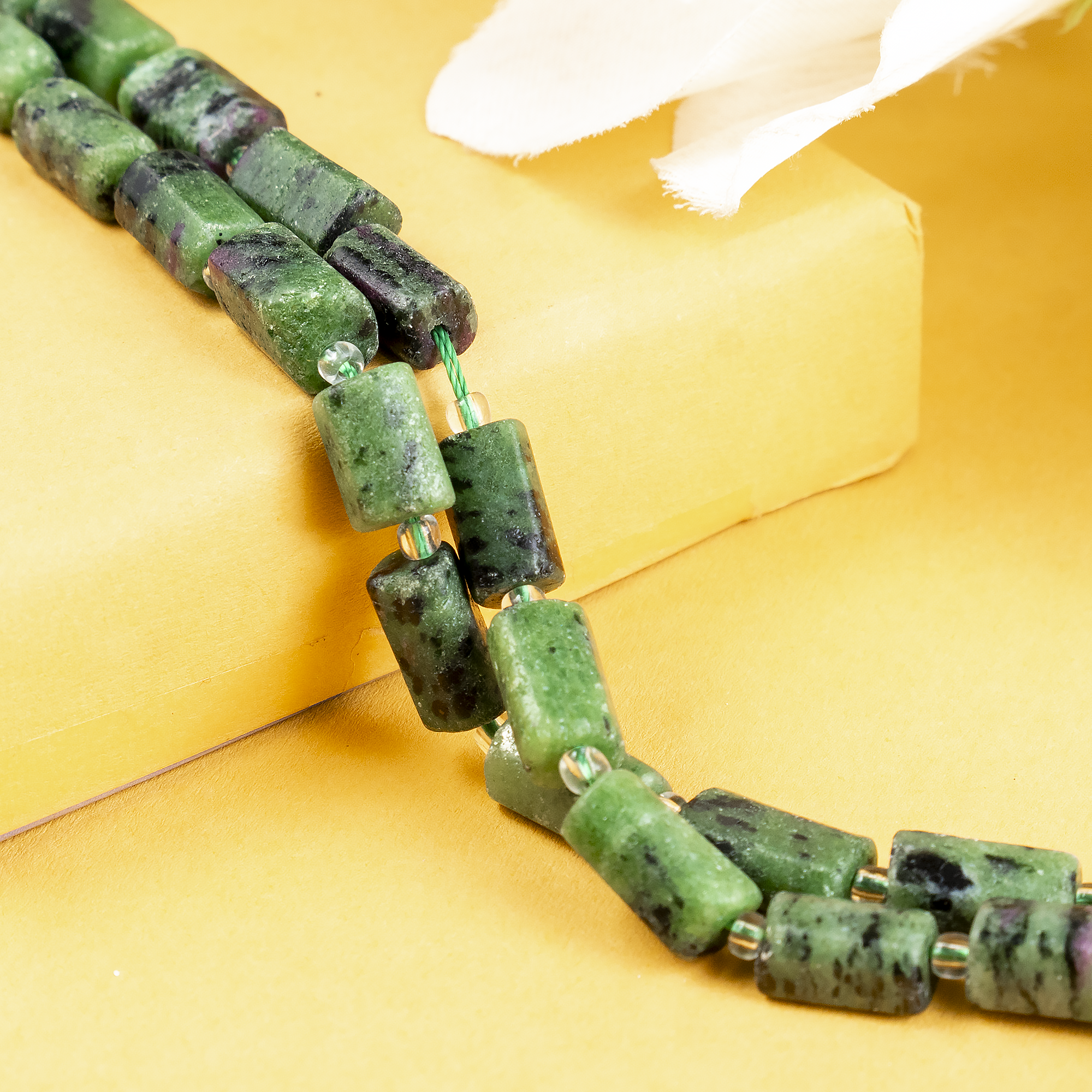 Ruby Zoisite Gemstone Pipe Bead, Crystal Healing Tube Beads.  DestGlow