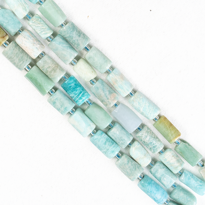 Amazonite Gemstone Pipe Bead, Crystal Healing Tube Beads.