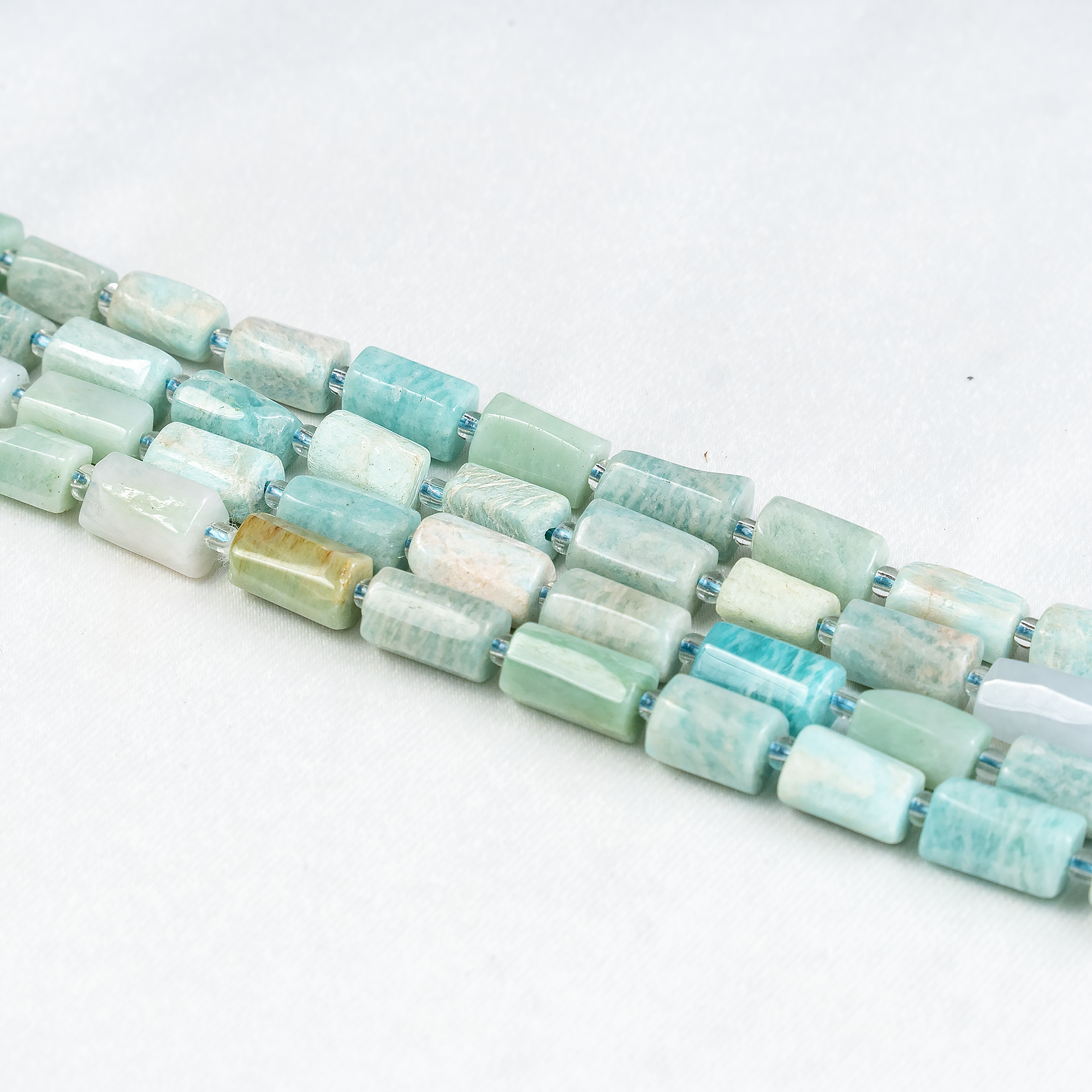 Amazonite Gemstone Pipe Bead, Crystal Healing Tube Beads.