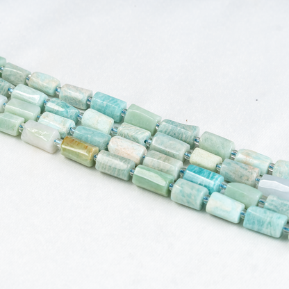 Amazonite Gemstone Pipe Bead, Crystal Healing Tube Beads.