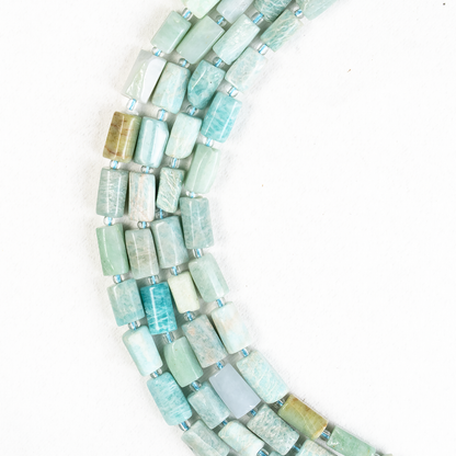 Amazonite Gemstone Pipe Bead, Crystal Healing Tube Beads.