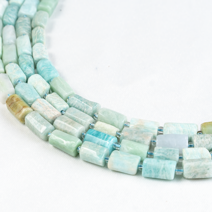 Amazonite Gemstone Pipe Bead, Crystal Healing Tube Beads.