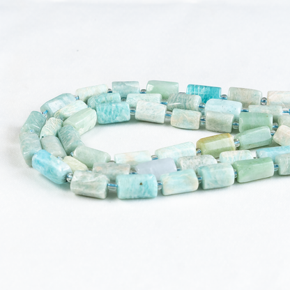 Amazonite Gemstone Pipe Bead, Crystal Healing Tube Beads.