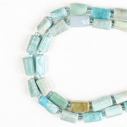 Amazonite Gemstone Pipe Bead, Crystal Healing Tube Beads.