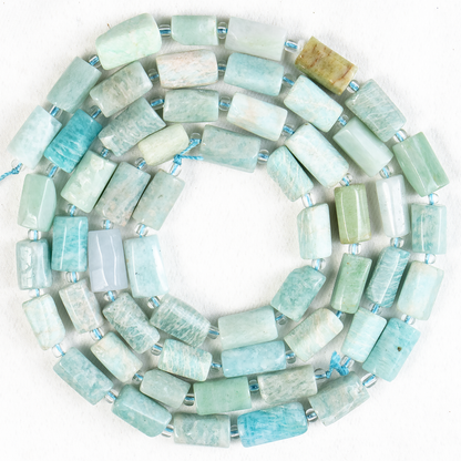 Amazonite Gemstone Pipe Bead, Crystal Healing Tube Beads.