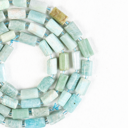 Amazonite Gemstone Pipe Bead, Crystal Healing Tube Beads.