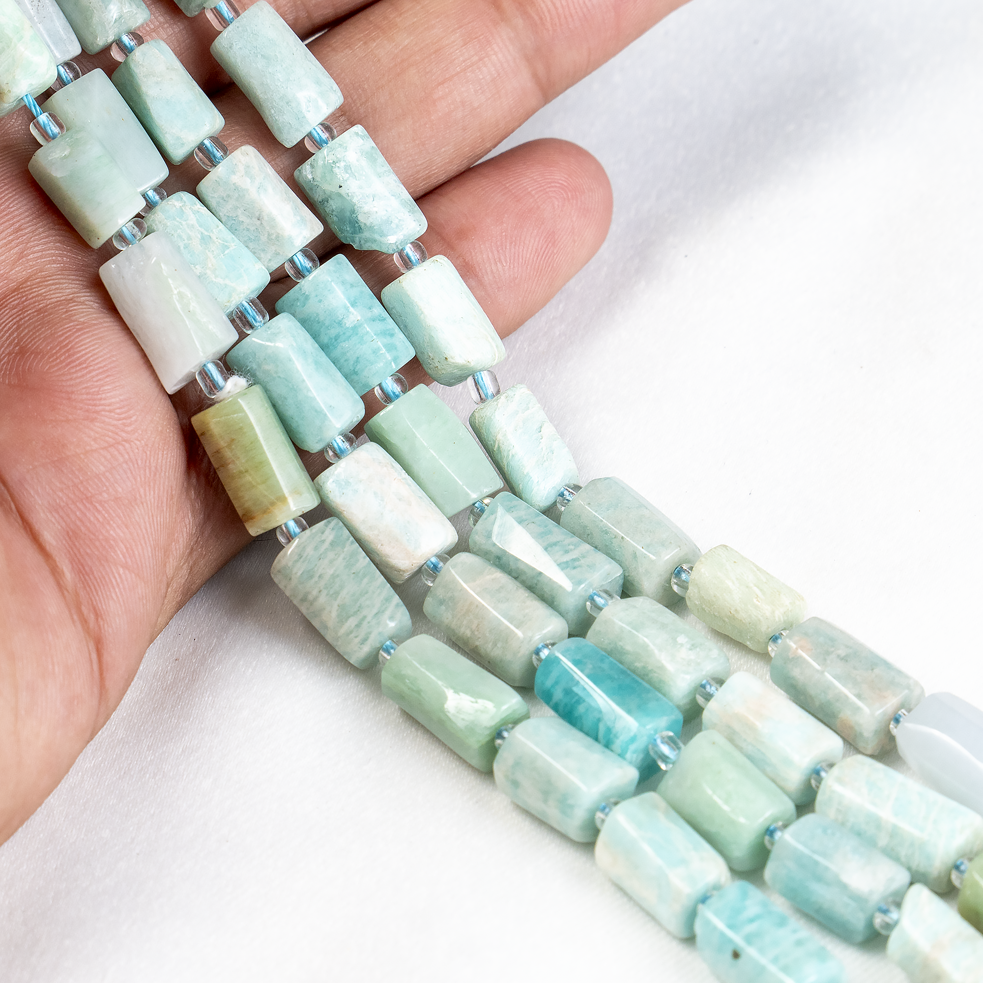 Amazonite Gemstone Pipe Bead, Crystal Healing Tube Beads.
