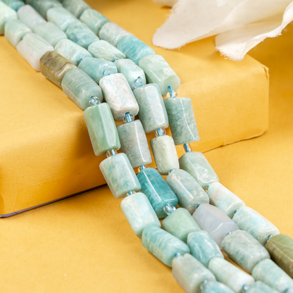 Amazonite Gemstone Pipe Bead, Crystal Healing Tube Beads.