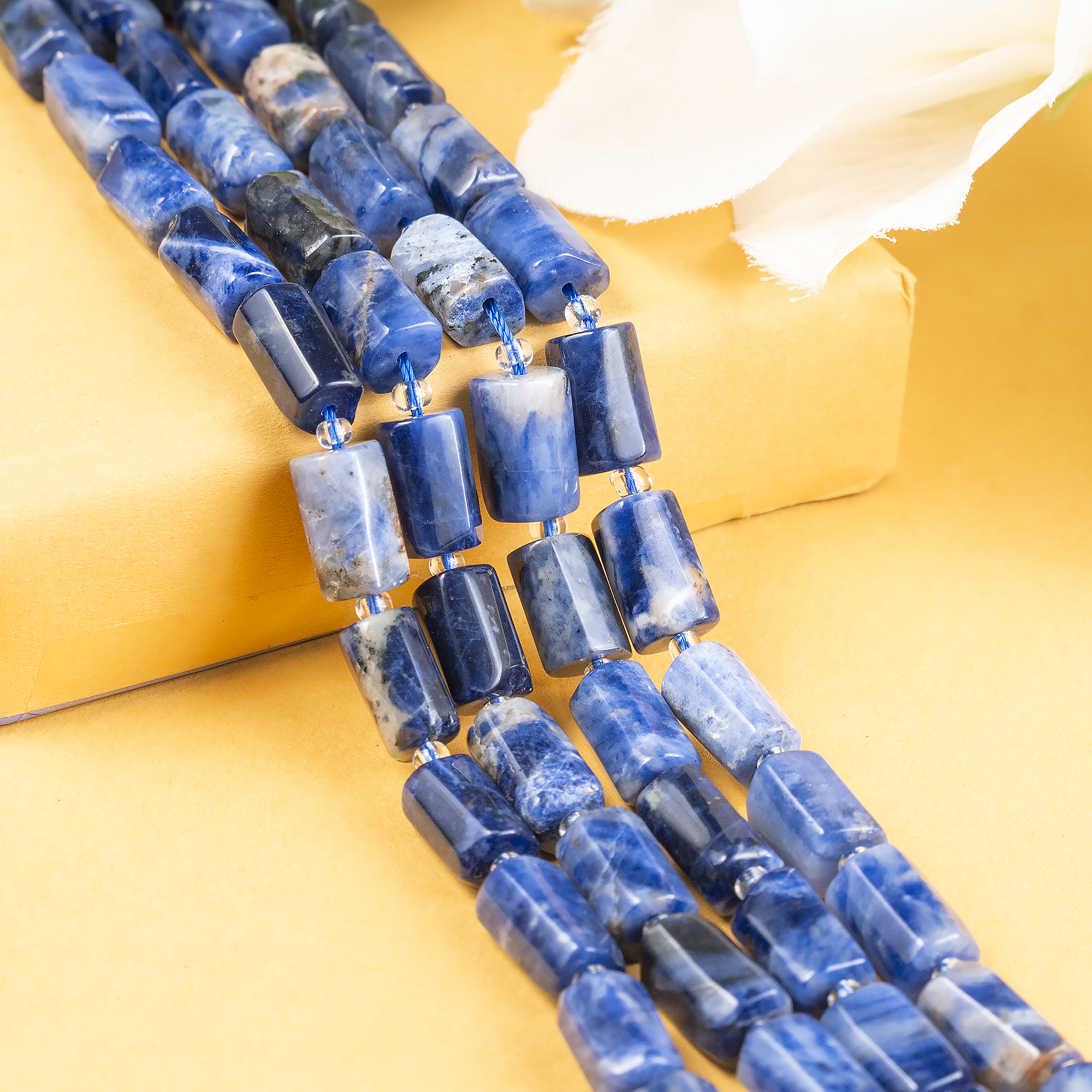 Sodalite Gemstone Pipe Bead, Crystal Healing Tube Beads.  DestGlow