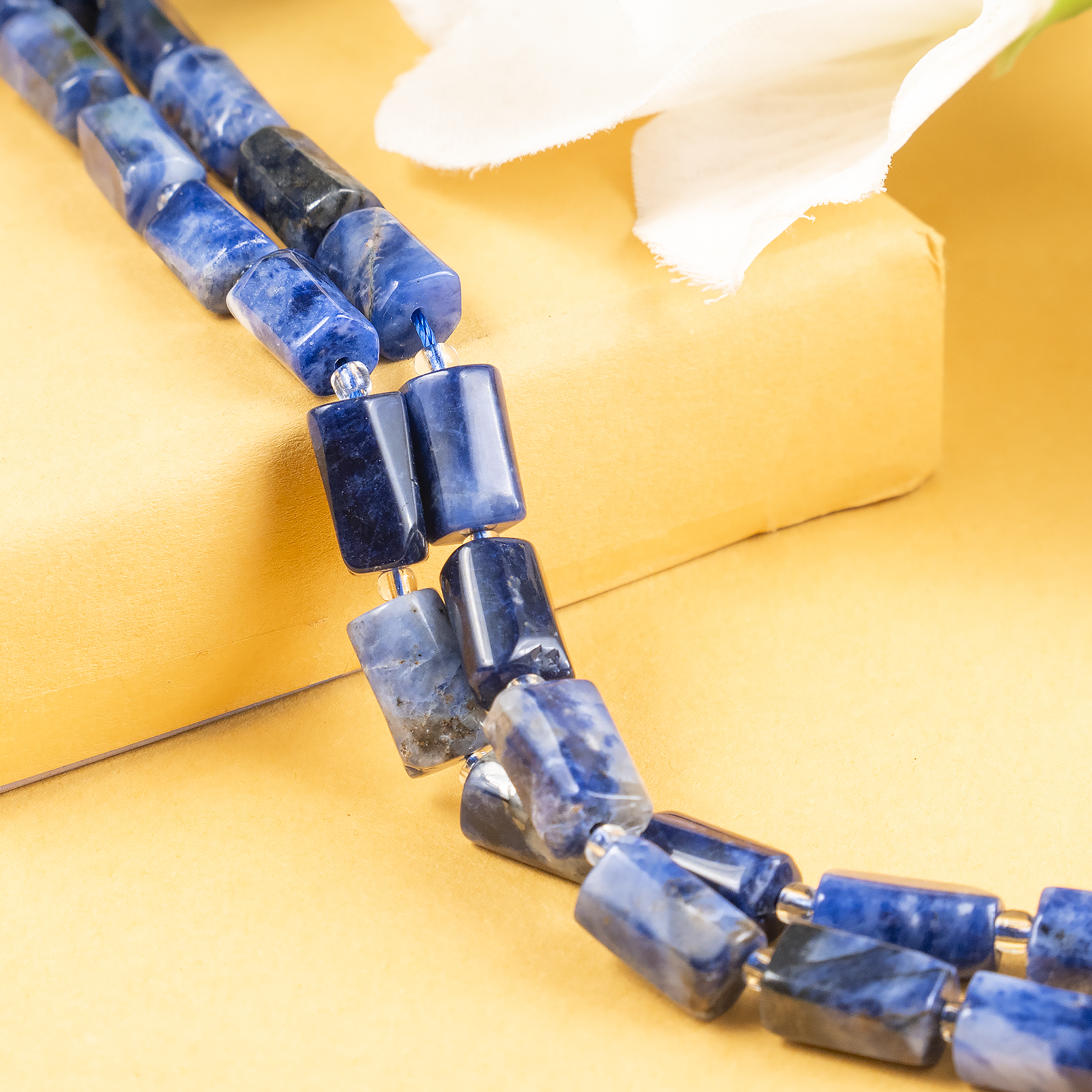 Sodalite Gemstone Pipe Bead, Crystal Healing Tube Beads.  DestGlow