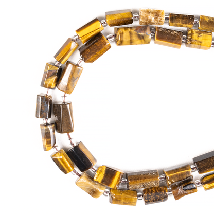Tiger Eye Gemstone Pipe Bead, Crystal Healing Tube Beads.  DestGlow