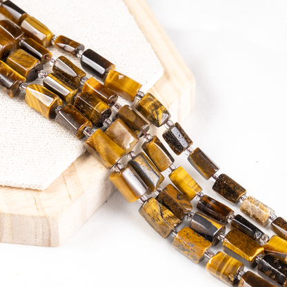 Tiger Eye Gemstone Pipe Bead, Crystal Healing Tube Beads.  DestGlow