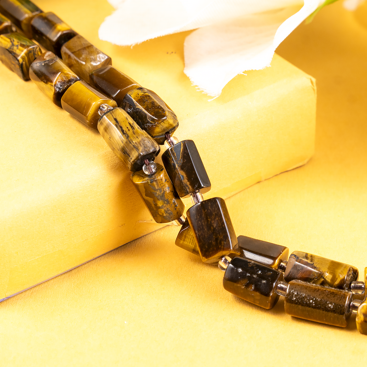 Tiger Eye Gemstone Pipe Bead, Crystal Healing Tube Beads.  DestGlow