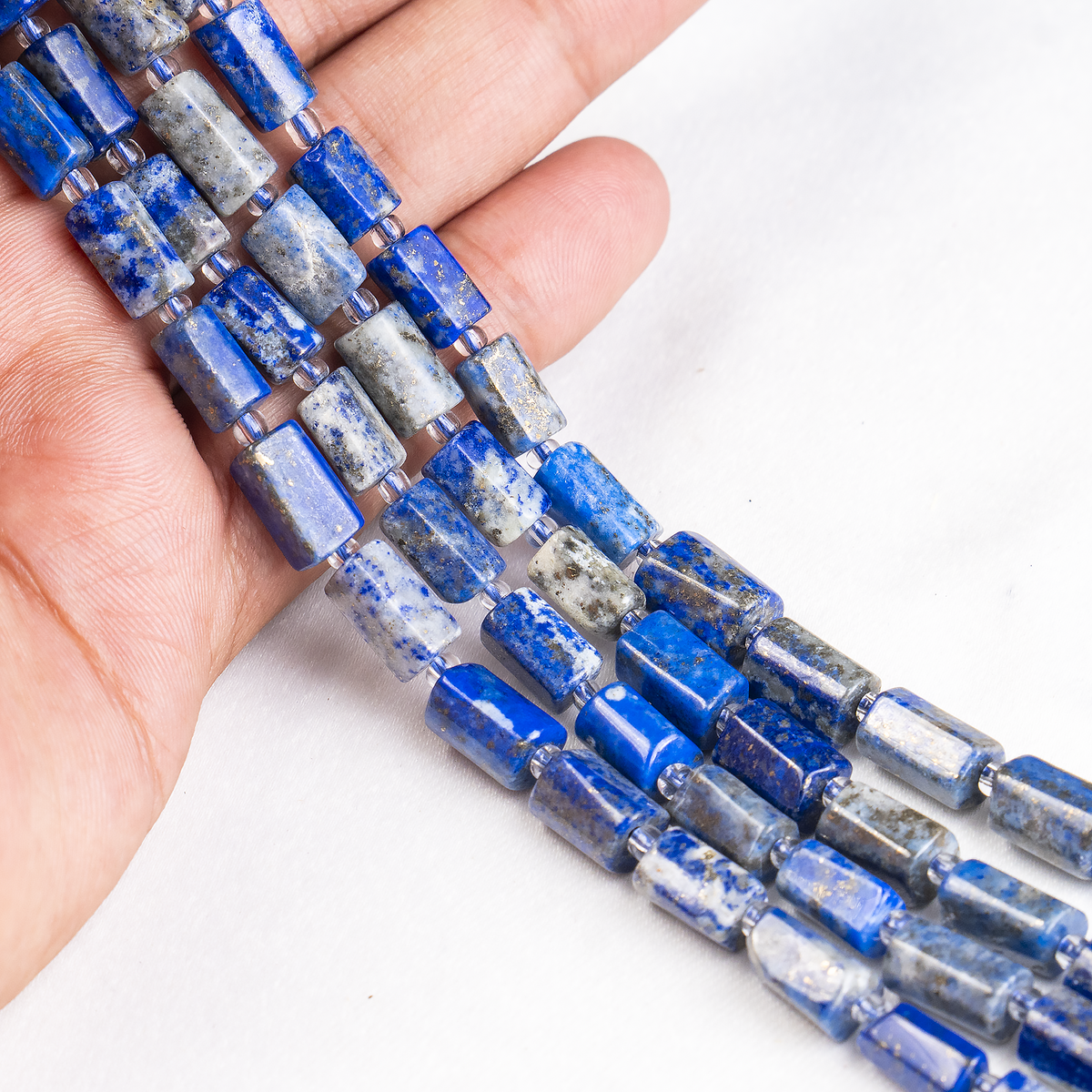 lapis Lazuli Gemstone Pipe Bead, Crystal Healing Tube Beads.
