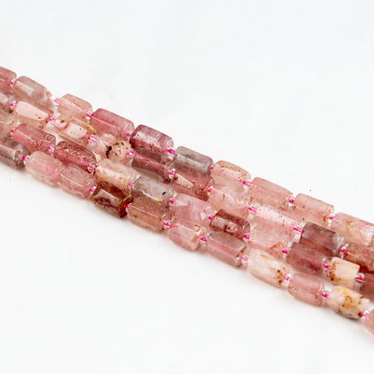 Strawberry Quartz  Gemstone Pipe Bead, Crystal Healing Tube Beads.  DestGlow