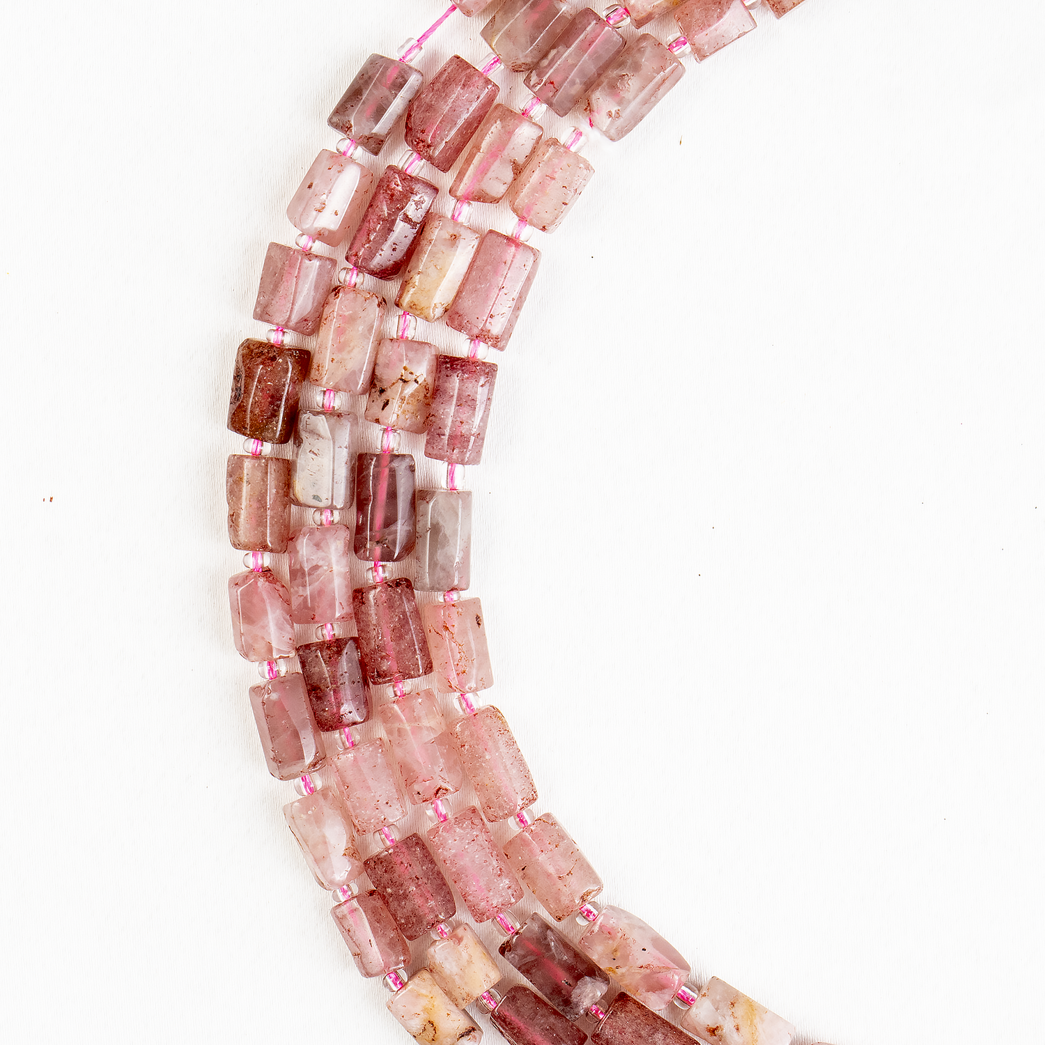 Strawberry Quartz  Gemstone Pipe Bead, Crystal Healing Tube Beads.  DestGlow