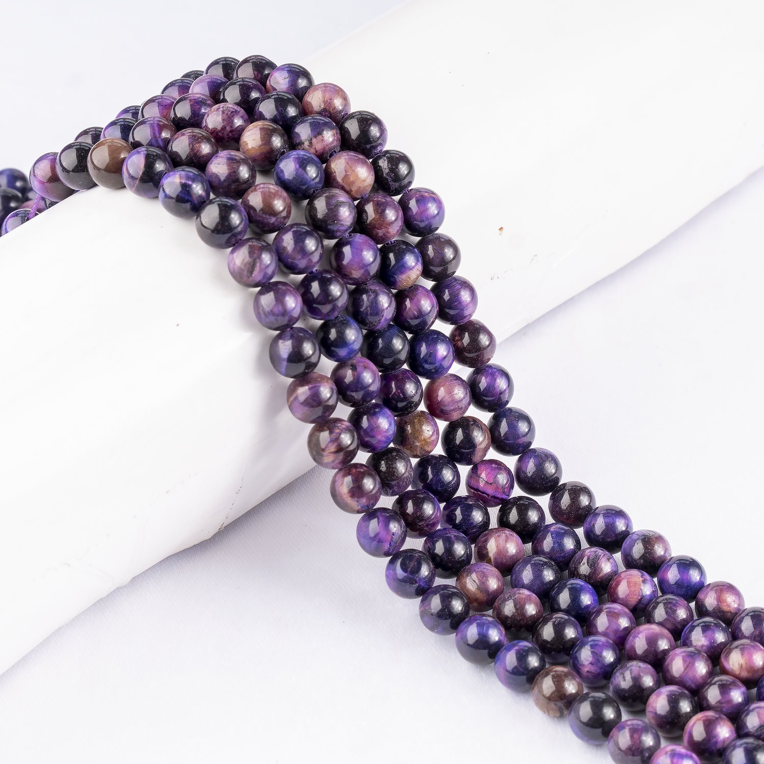 Heated Tiger Cats Eye Violet, Crystal Beads for Jewelry.