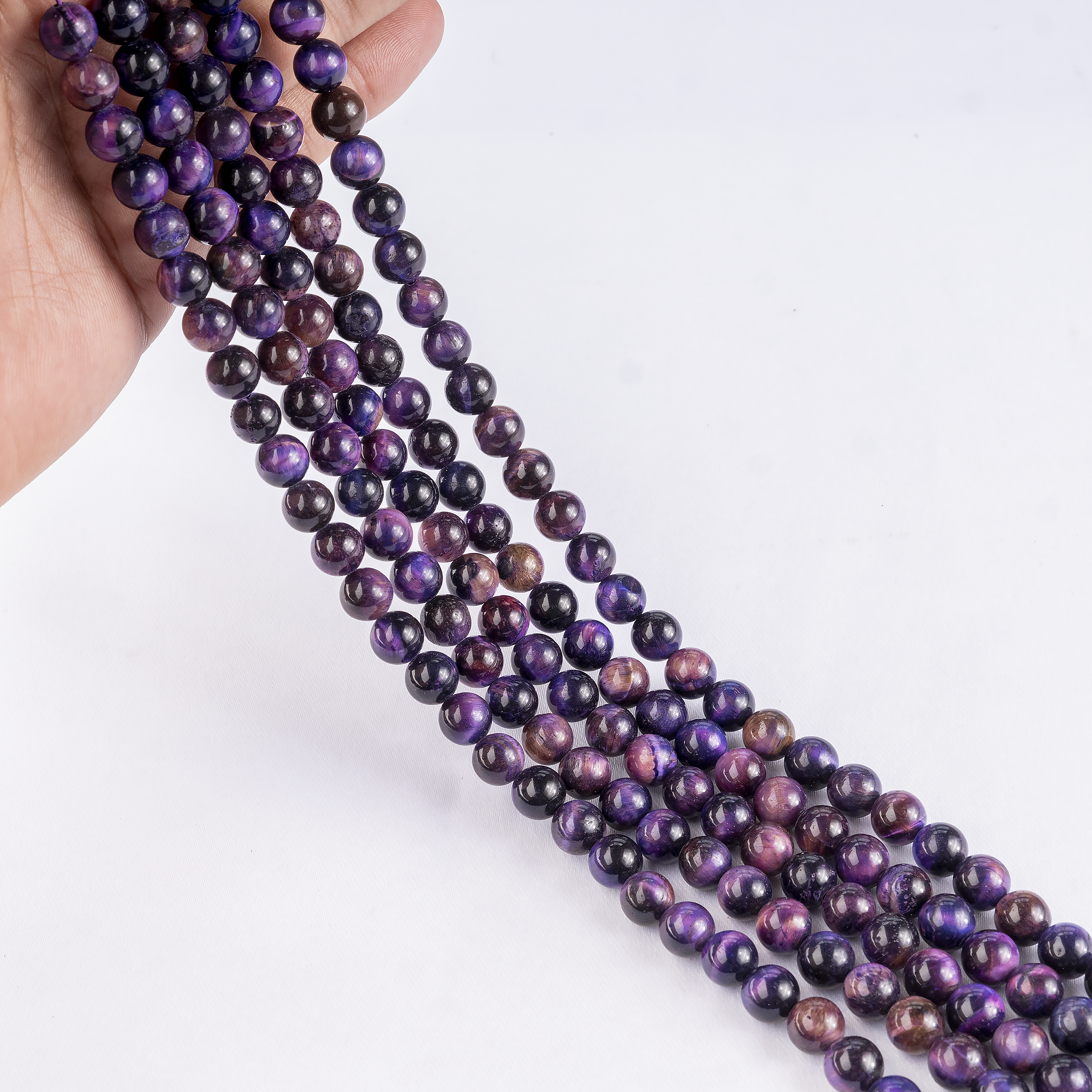 Heated Tiger Cats Eye Violet, Crystal Beads for Jewelry.