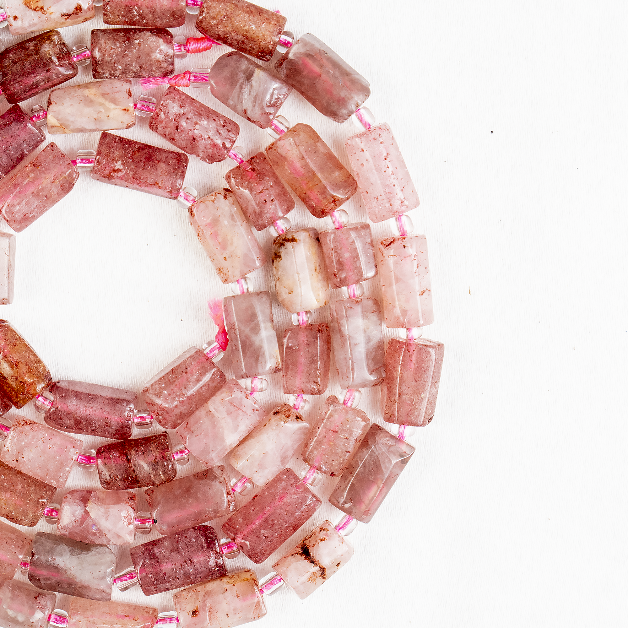 Strawberry Quartz  Gemstone Pipe Bead, Crystal Healing Tube Beads.  DestGlow