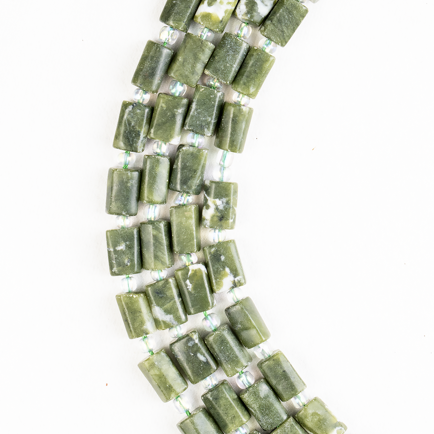Green Jade Gemstone Pipe Bead, Crystal Healing Tube Beads.  DestGlow