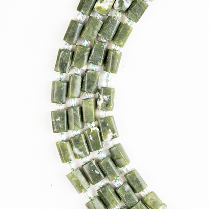 Green Jade Gemstone Pipe Bead, Crystal Healing Tube Beads.  DestGlow