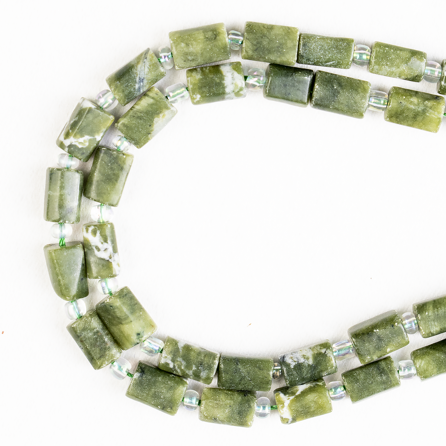 Green Jade Gemstone Pipe Bead, Crystal Healing Tube Beads.  DestGlow