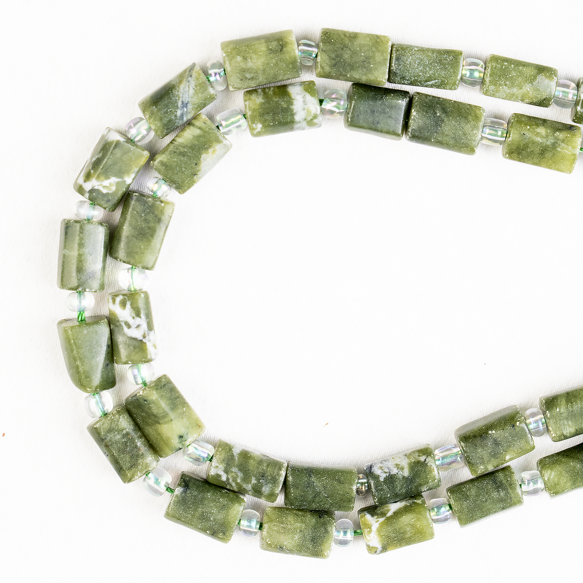 Green Jade Gemstone Pipe Bead, Crystal Healing Tube Beads.  DestGlow