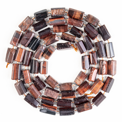 Red Tiger Eye Gemstone Pipe Bead, Crystal Healing Tube Beads.