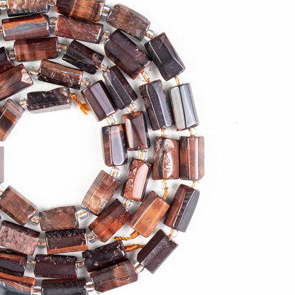 Red Tiger Eye Gemstone Pipe Bead, Crystal Healing Tube Beads.