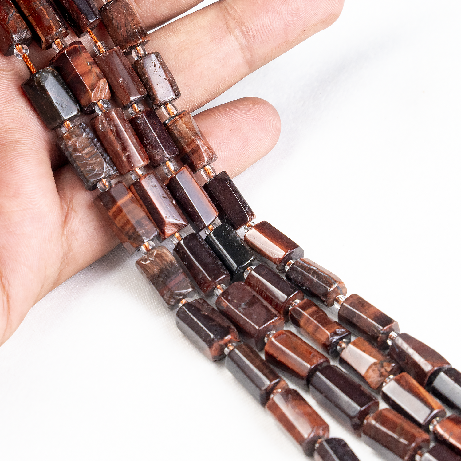 Red Tiger Eye Gemstone Pipe Bead, Crystal Healing Tube Beads.