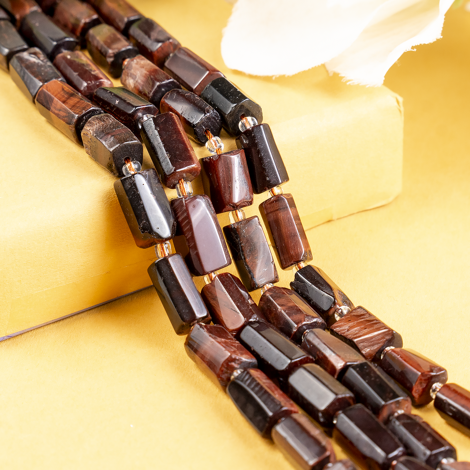 Red Tiger Eye Gemstone Pipe Bead, Crystal Healing Tube Beads.