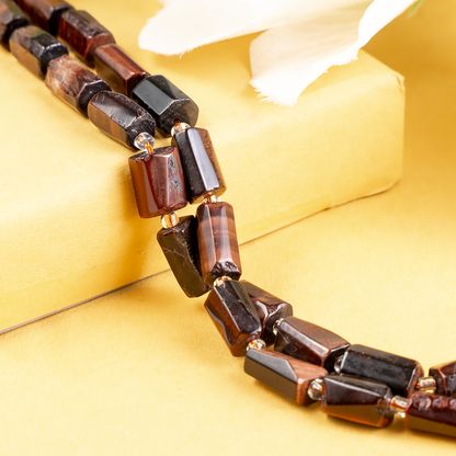 Red Tiger Eye Gemstone Pipe Bead, Crystal Healing Tube Beads.  DestGlow