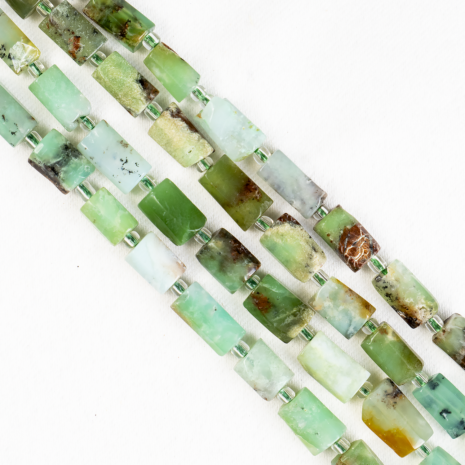 Emerald Gemstone Pipe Bead, Crystal Healing Tube Beads.
