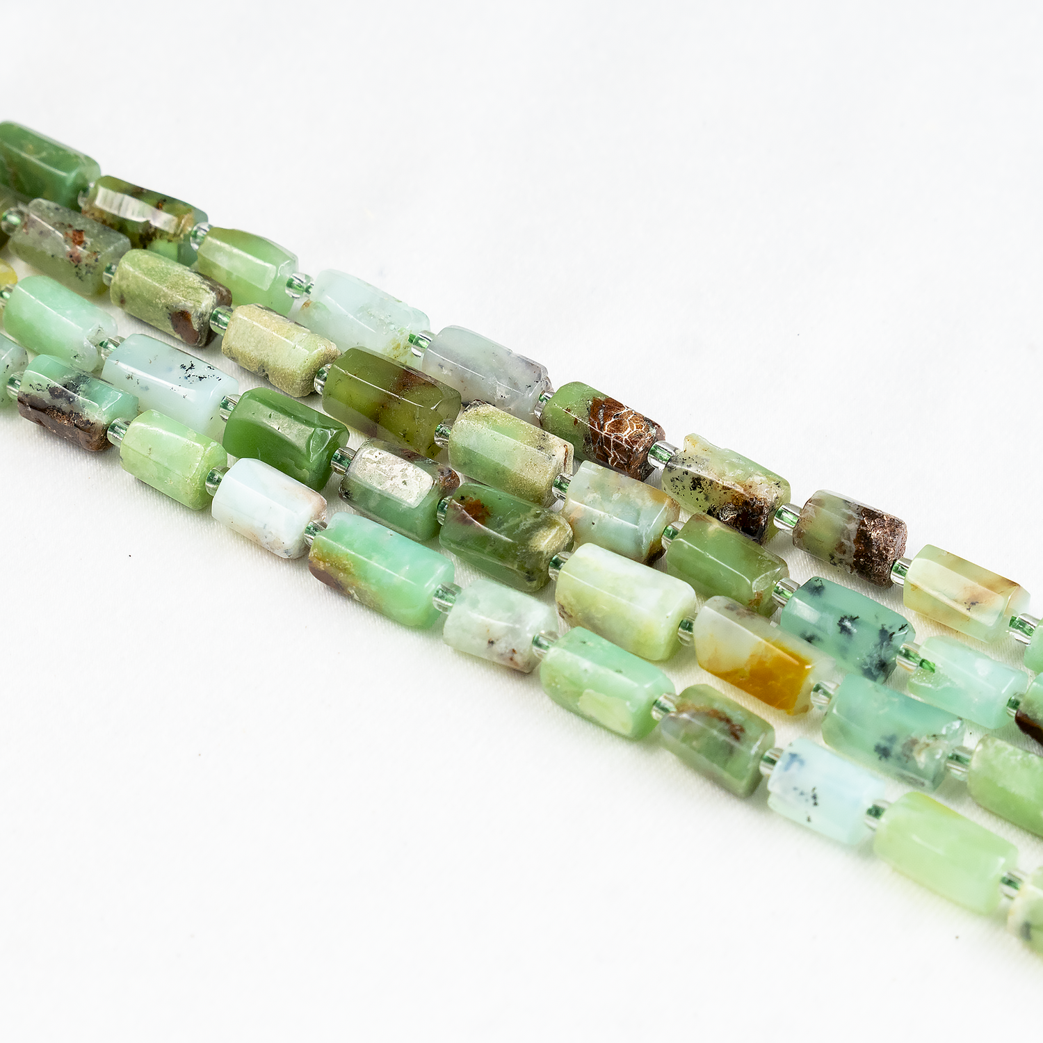 Emerald Gemstone Pipe Bead, Crystal Healing Tube Beads.