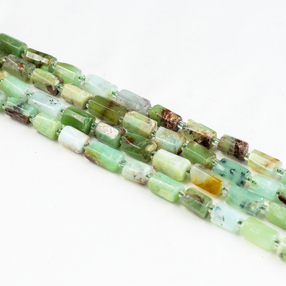 Emerald Gemstone Pipe Bead, Crystal Healing Tube Beads.