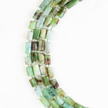 Emerald Gemstone Pipe Bead, Crystal Healing Tube Beads.