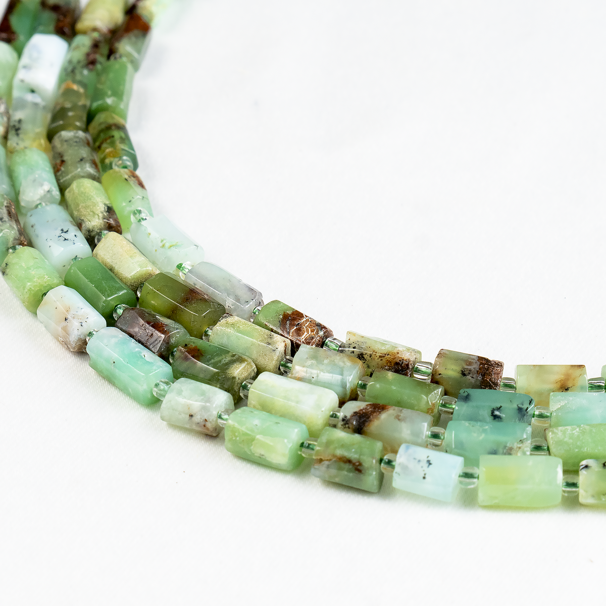 Emerald Gemstone Pipe Bead, Crystal Healing Tube Beads.
