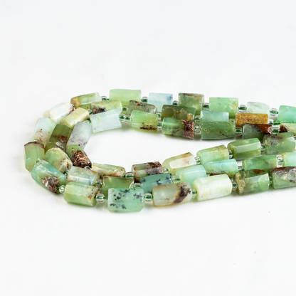 Emerald Gemstone Pipe Bead, Crystal Healing Tube Beads.