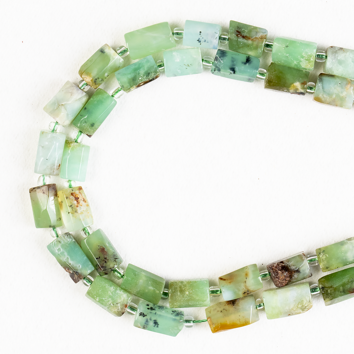 Emerald Gemstone Pipe Bead, Crystal Healing Tube Beads.