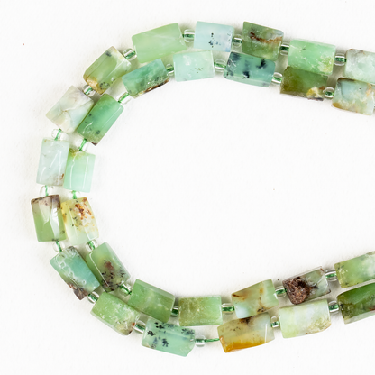 Emerald Gemstone Pipe Bead, Crystal Healing Tube Beads.